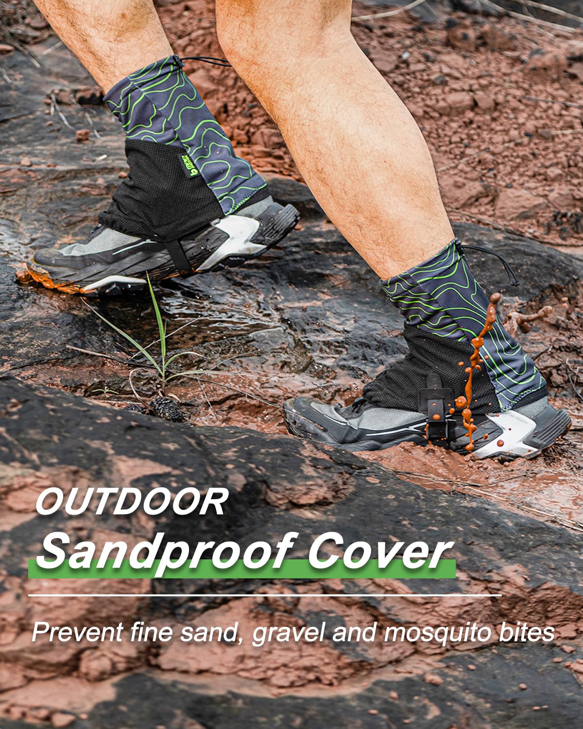 Danuosie Trail Gaiters, Low Ankle Shoe Gaiters for Hiking Boots, Waterproof Boot Gators Protectors for Walking, Running & Hunting - Keeps Sand, Mud & Debris Out
