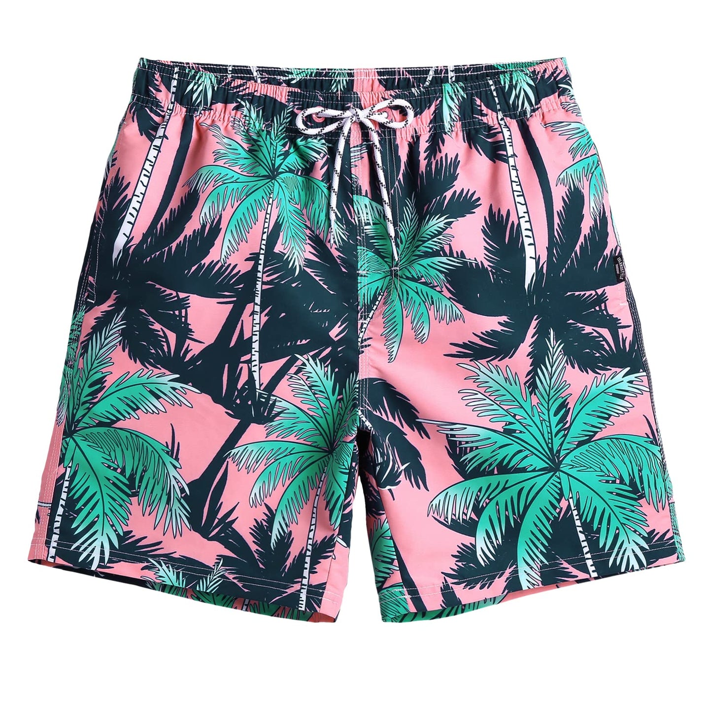 maamgic Mens Swim Trunks Quick Dry Swim Shorts with Mesh Lining Funny Swimwear Bathing Suits 7inch Pink Tree Large