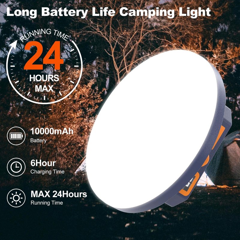 10000mAh 4000LM Rechargeable Camping Light , 7200K Hanging Camping Lantern Waterproof Tent Lights with Portable Bag and Voice Control(Offline),Best Gift for Parents Dad Mom Friends Christmas (30W)