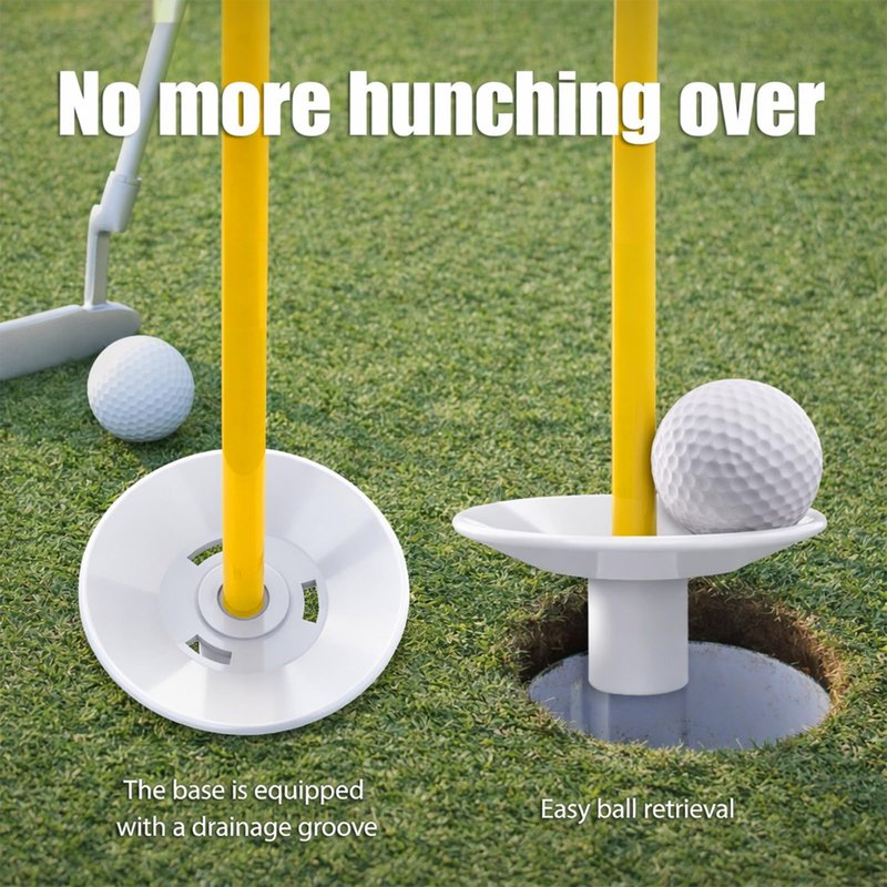 Golf Flagstick with Ball Retrieval Base - Portable Putting Green Flag Stick for Yard, Practice Green, Club, Driving Range, 3FT Height, 5 Pcs (Yellow)