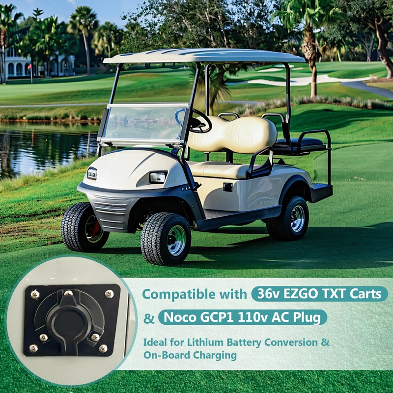 NBPLUS Golf Cart Charging Port Adapter Compatible with 36v EZGO TXT Golf Carts (Exclusive)，Fit for Noco GCP1 110v AC Plug, Lithium Install & On Board Charging Plate