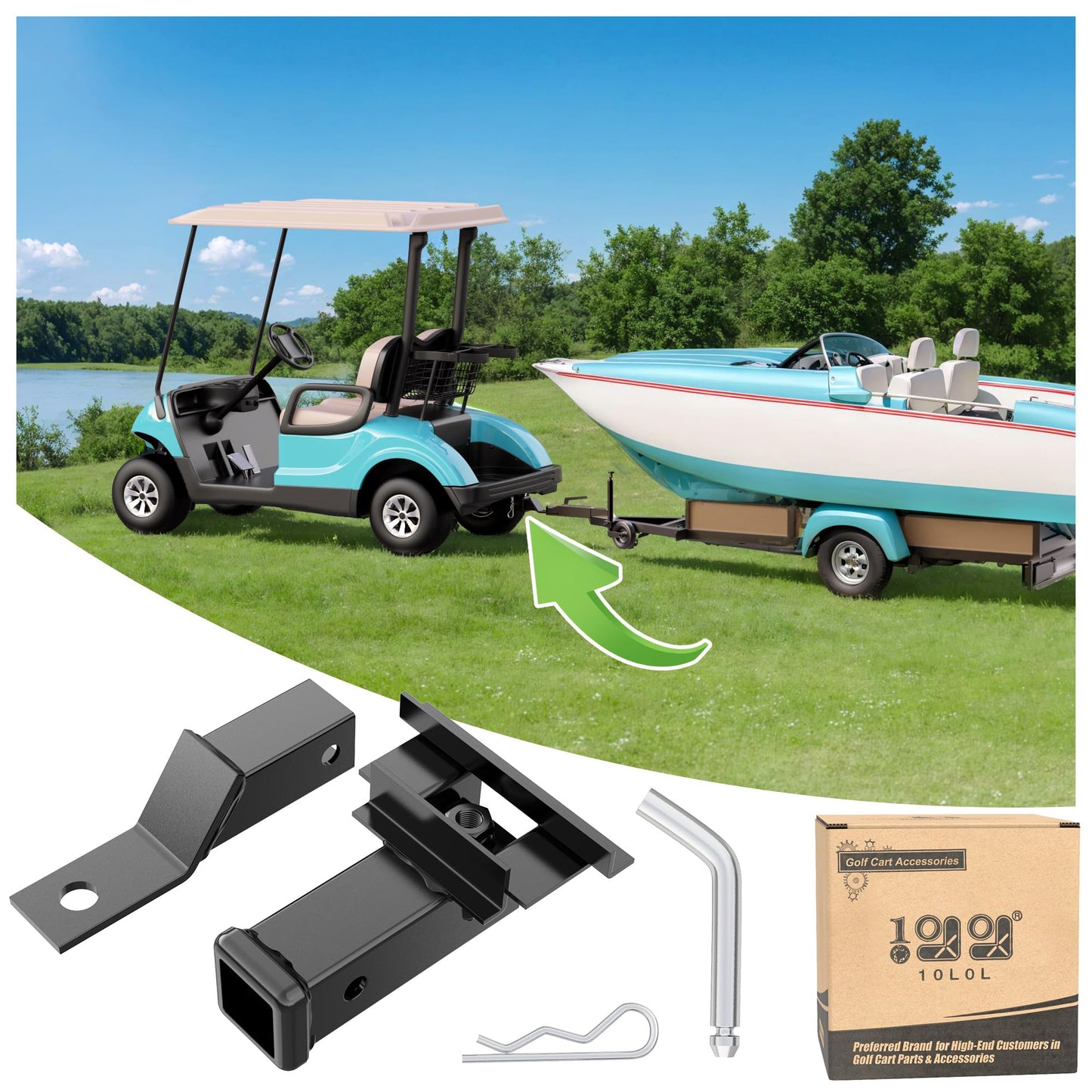 10L0L Golf Cart Bumper Hitch for Yamaha Drive2 2017-up Heavy Duty Steel Trailer Hitch Receiver for 2" Ball Mount Powder Coated Rear Bumper Accessory
