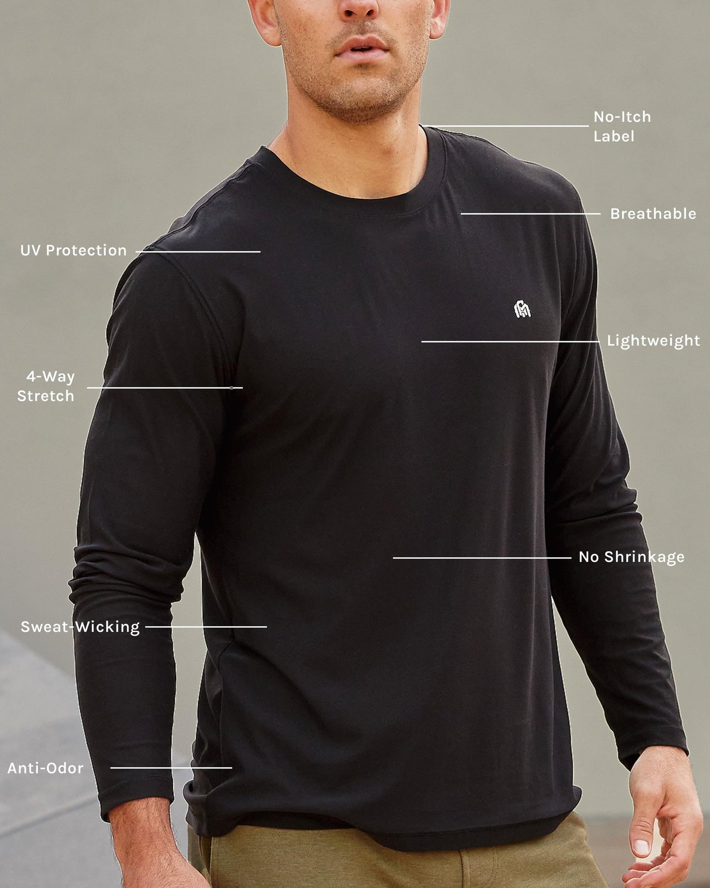 INTO THE AM Athletic Dri Fit Gym Shirt for Men 3 Pack - Performance Long Sleeve Plain Workout Shirt Multipack (Black/Navy/Olive Green, Medium)