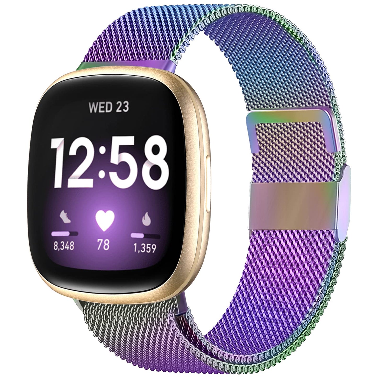 ZWGKKYGYH Compatible with Fitbit Versa 3 Versa 4 Sense 2 and Sense Bands for Women Men, Stainless Steel Mesh Metal Band Replacement for Versa 3/Sense/Versa 4/Sense 2 Smart Watch, Small Colorful