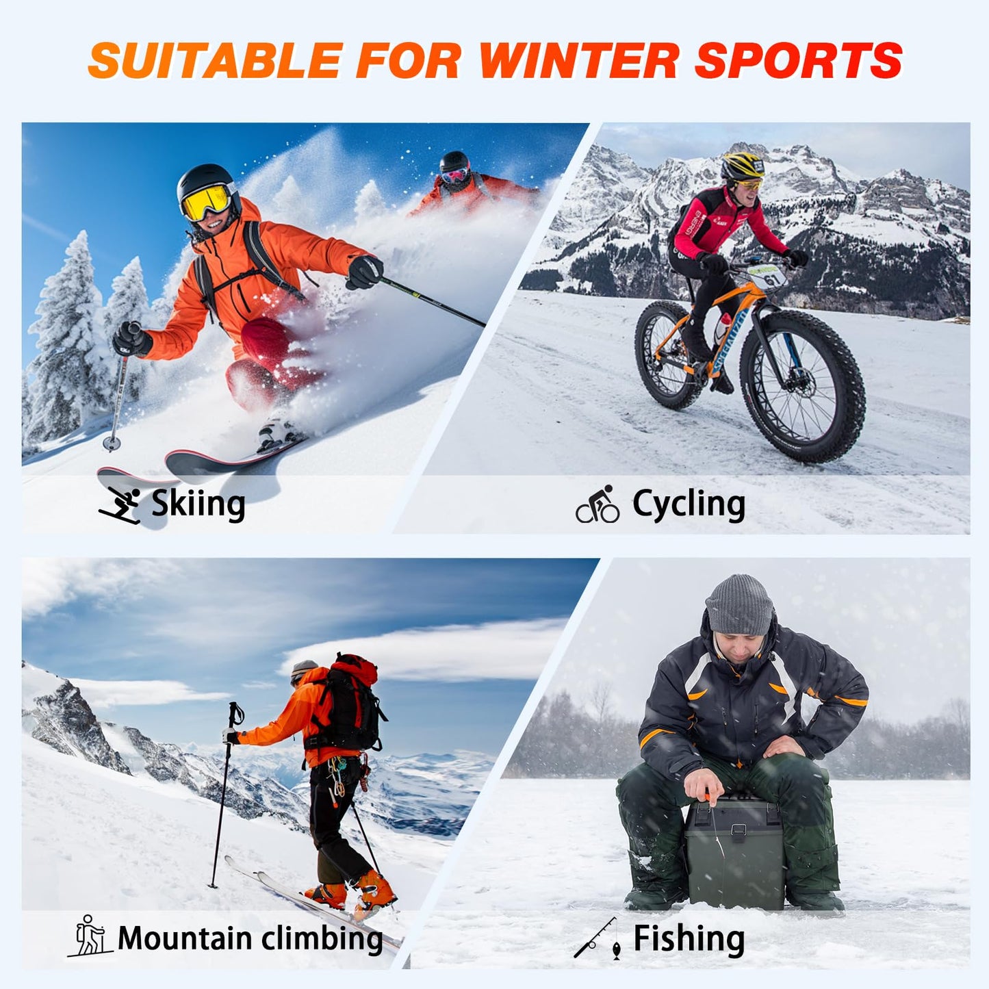Heated Gloves for Women 5V 5000mAh Rechargeable Battery Electric Hand Warmers with Touch Screen Non-Slip Adjustable Wrist Design for Cold Weather Driving Skiing Hiking