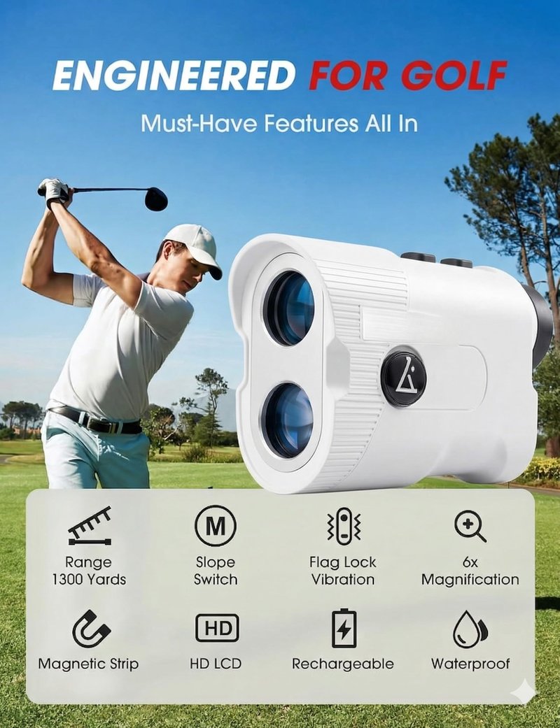 Lunai Golf Rangefinder with Slope | Class 1 Laser Accurate Distance Finder | Rechargeable 600mAh Battery with Type-C | Lightweight Yardage Finder for Golfing Practice & Tournaments