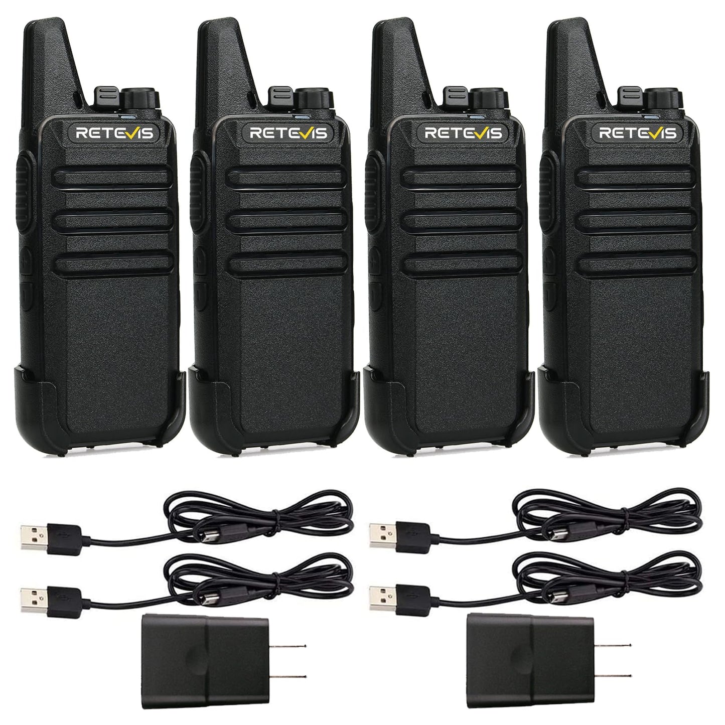 Retevis RT22 Two Way Radio Long Range Rechargeable,Portable 2 Way Radio, USB-C Charging, Handsfree Walkie Talkies for Adults Cruise Hiking Camping(4 Pack)