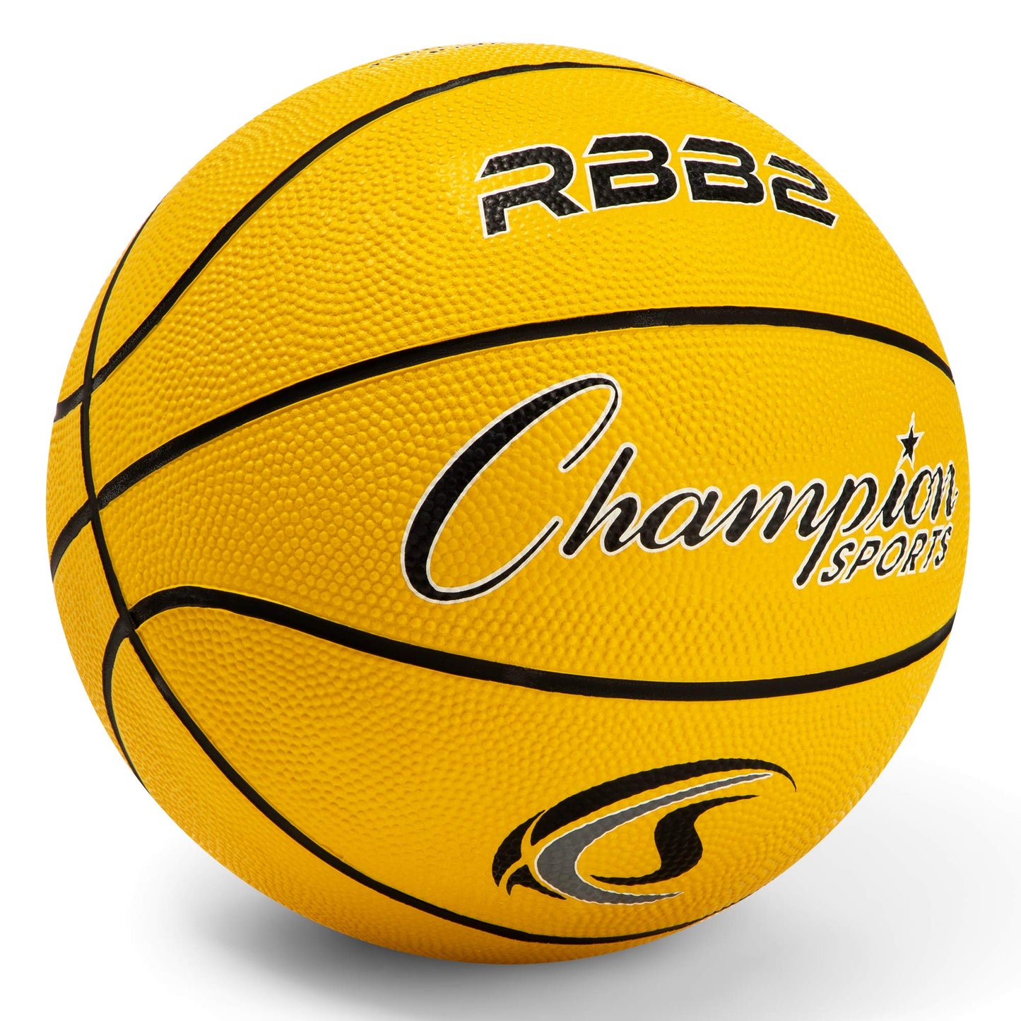 Champion Sports Rubber Junior Basketball, Heavy Duty - Pro-Style Basketballs, Premium Basketball Equipment, Indoor Outdoor - Physical Education Supplies (Size 5, Yellow)