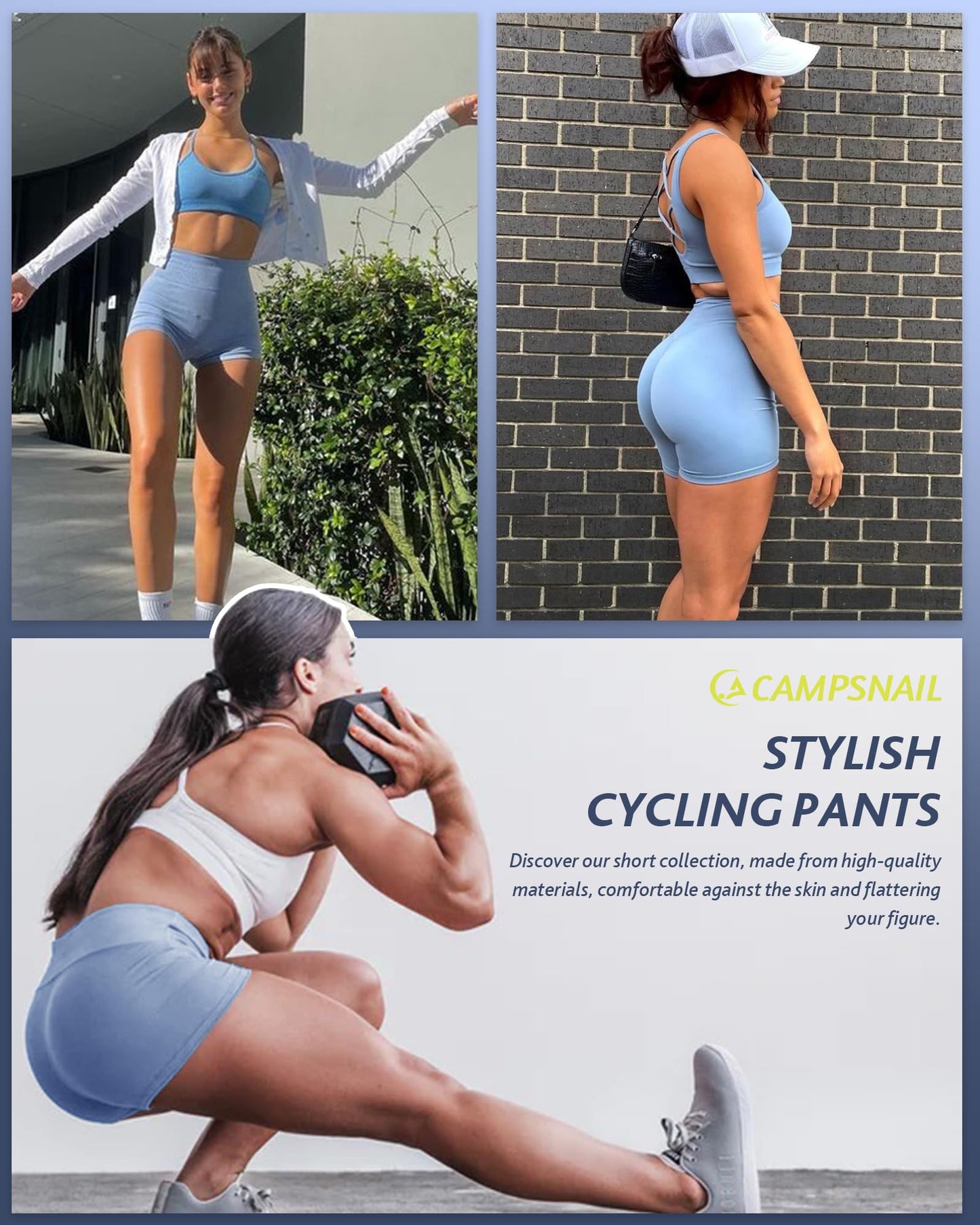 CAMPSNAIL Workout Biker Shorts Women - 3"/5"/8" High Waisted Tummy Control Spandex Booty Volleyball Shorts for Yoga Dance