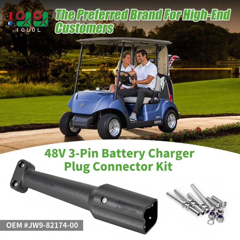 10L0L 48V 3-Pin Battery Charger Plug Connector Kit. Compatible with Yamaha G29 Drive Replace OEM #JW9-82174-00