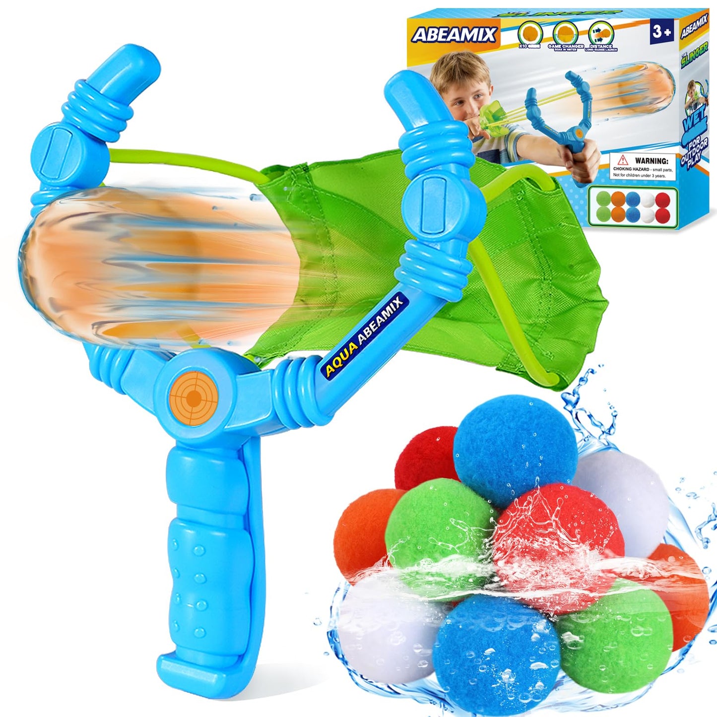 Reusable Water Balloons Set For Kids, 2 PCS Slingshot Launcher With 25 PCS Soft Balls, Outdoor Summer Water Toys For Pool Beach Backyard Water Game Fun, Birthday Party Gift For Boys Girls
