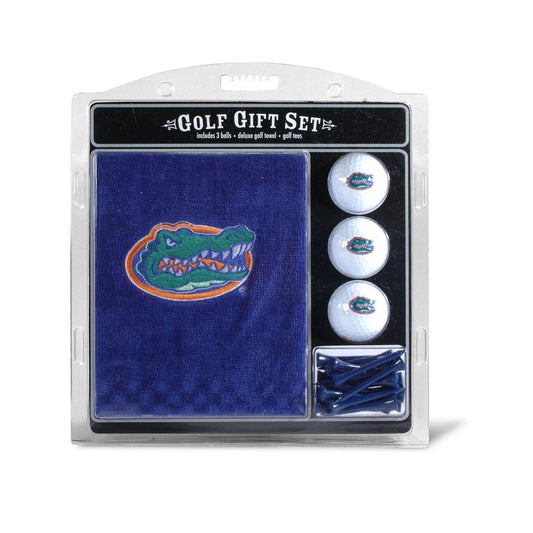 Team Golf NCAA Florida Gators Embroidered Golf Towel, 3 Golf Ball, and Golf Tee Set Gift Set Embroidered Golf Towel, 3 Golf Balls, and 14 Golf Tees 2-3/4" Regulation, Tri-Fold Towel 16" x 22" & 100% Cotton