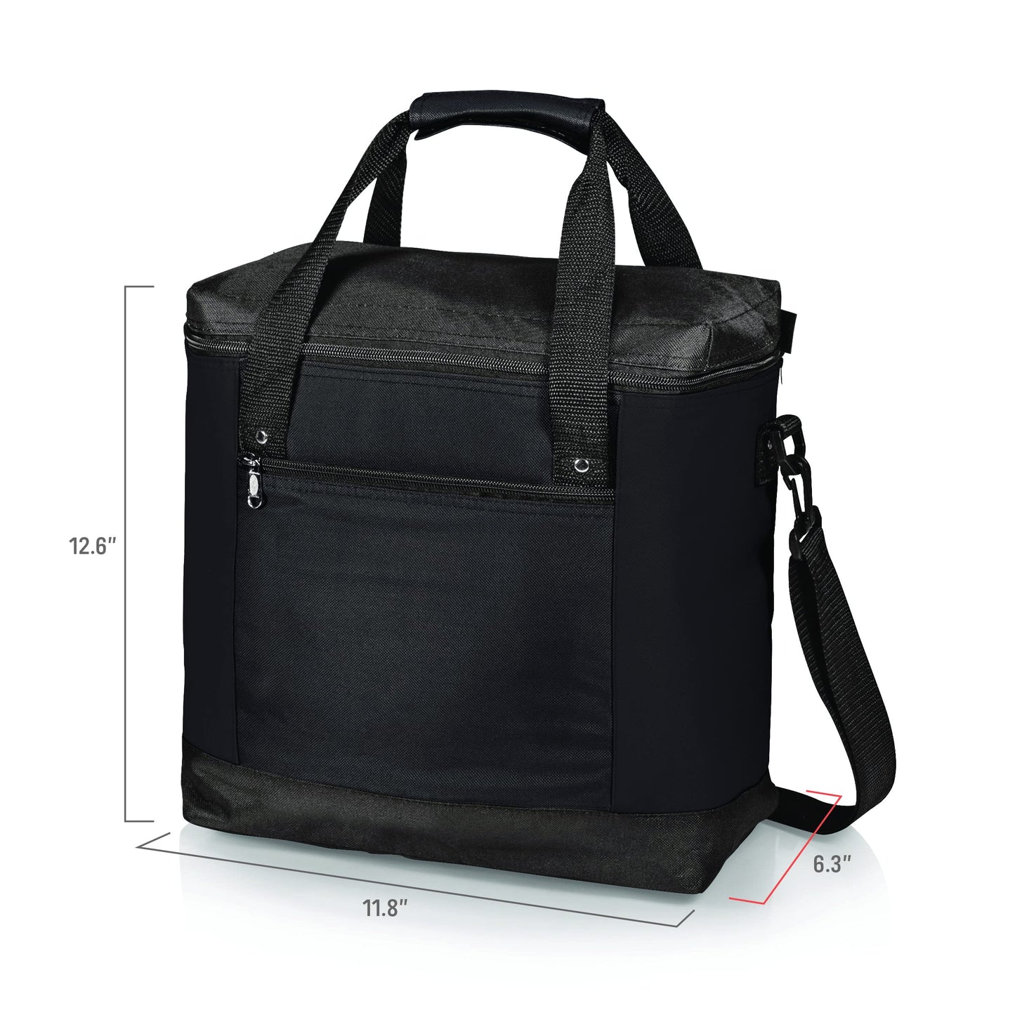 PICNIC TIME Montero Tote Cooler Bag, Versatile Insulated Cooler Bag with 20-Can Capacity, Soft Insulated Tote with Water-Resistant Interior Liner, Zipper Pockets, Converts to Backpack Straps, (Black)