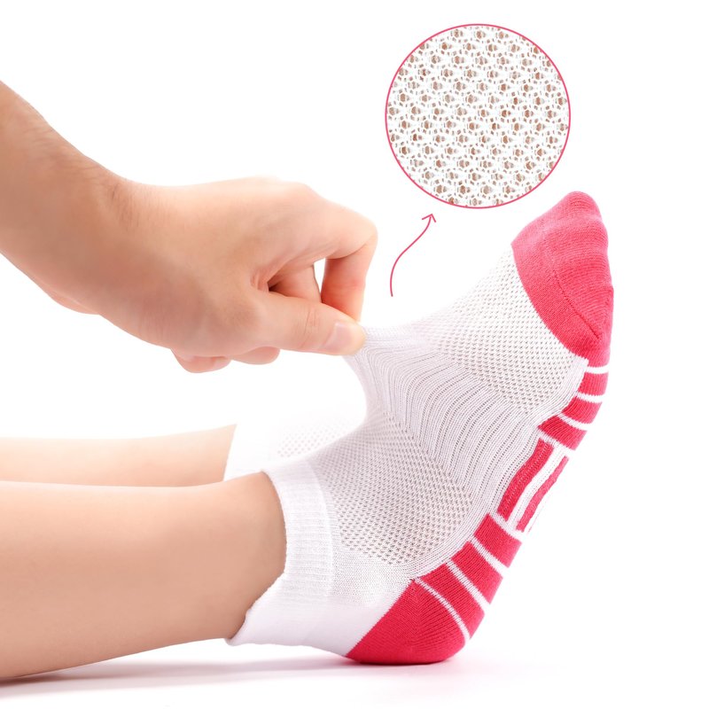SPTRAMLE 12 Pairs Girls Socks, Athletic Socks for Girls Ankle Sock Cotton Running Sock with Tab for Kids 5-7 Years