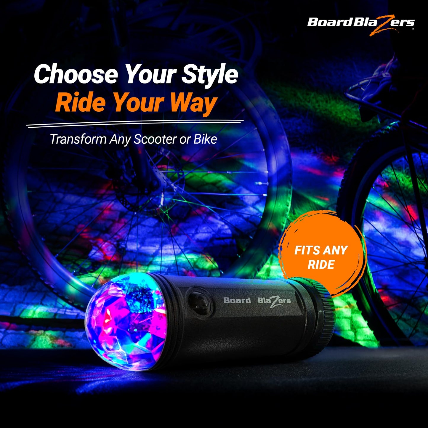 Board Blazers Disco Scooter Lights for Night Riding, Kid Stocking Stuffers, Scooter Accessories for Kids, Bicycle Light for Riding at Night (Black)