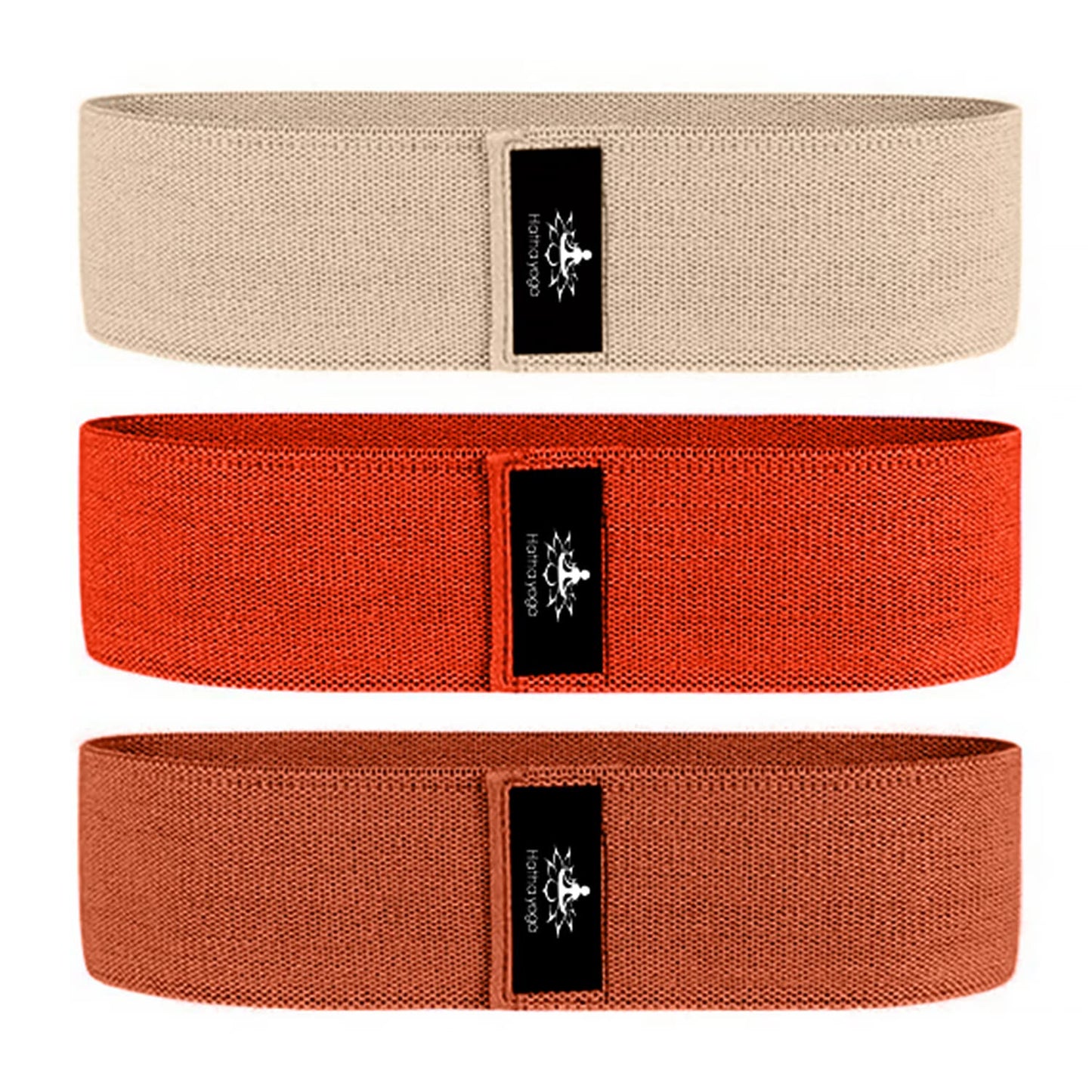 Hatha Yoga Large Resistance Band,14.5" x3.15",Fabric Exercise Loop Bands with Instruction Guide and Carry Bag, Set of 3.