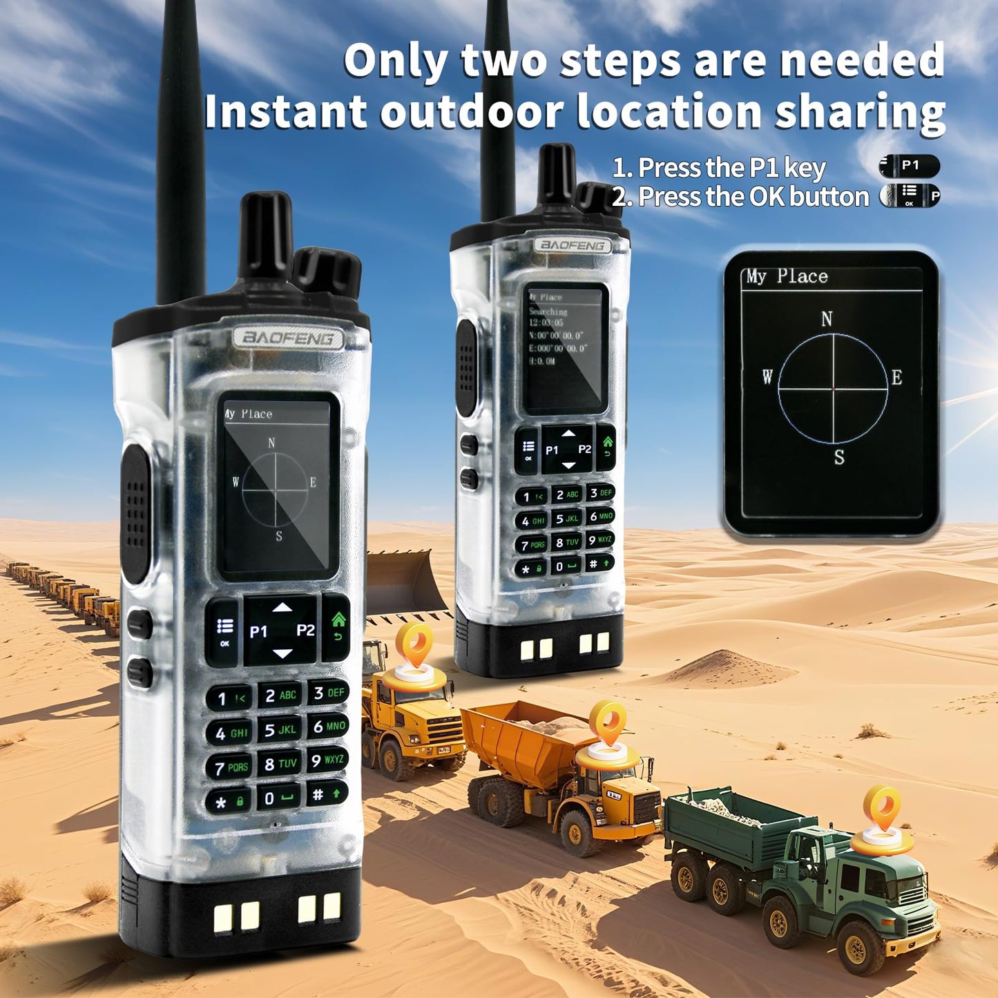 BAOFENG DM-32 DM32 10W DMR Ham 2 Way Radio GPS Matching Writing Frequency Satellite Positioning Type-C DM32(1PC) (Transparent)