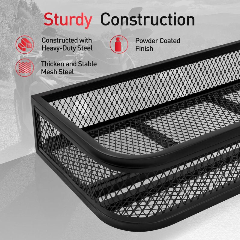 JY PERFORMANCE ATV Front Cargo Basket, Heavy Duty ATV Racks and Baskets for Camping, Fishing, Beach Side, Hiking, 36" L x 17.3" W x 6.3" H