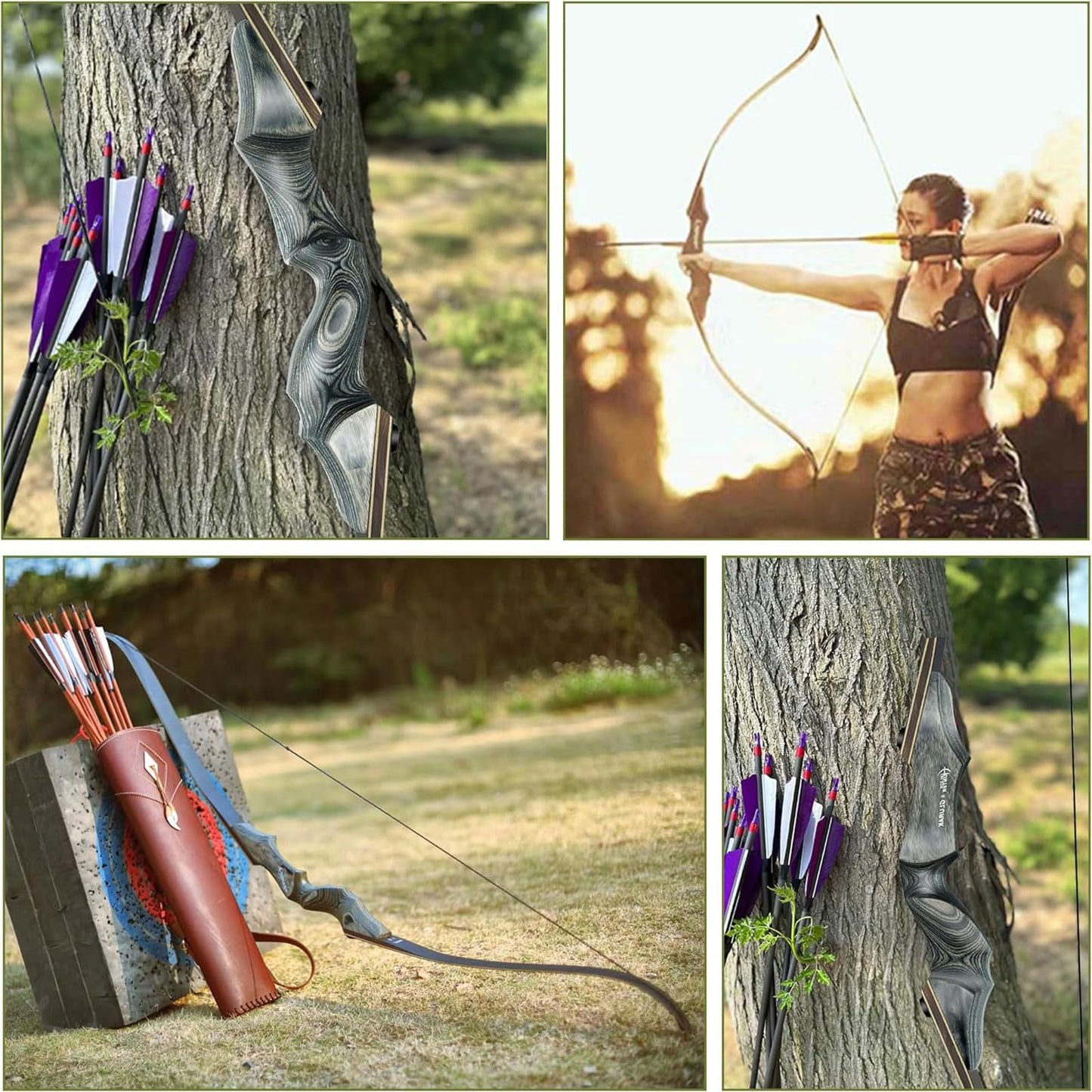 Black Hunter Takedown Recurve Bow, 60" Left Handed with Ergonomic Design for Outdoor Training Practice (35 lb, Left Hand)