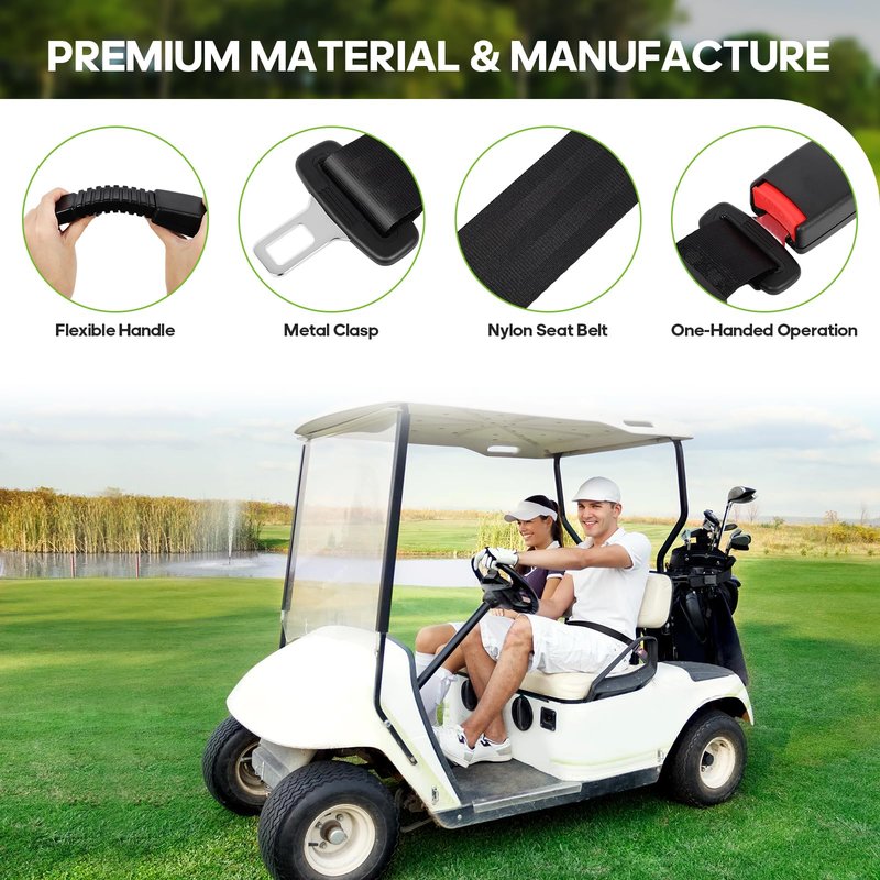 FAHKNS 4PCS Golf Cart Seat Belts, Golf Cart Seat Belt Kit, Universal Golf Cart Seat Belt 47.24" Retractable Replacement Seat Belt, for EZGO, Yamaha, Club Car Models