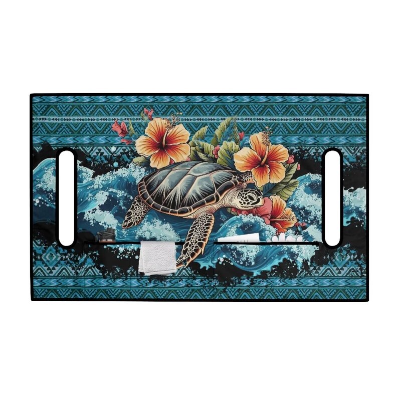 Brosoneto Sea Turtle Aztec Golf Cart Seat Covers, Washable Golf Cart Seat Towel Blanket with Pockets Travel Sports Golf Cart Cushion Cover for Golf 2 Person Seats Club Car, Golf Cart Accessories