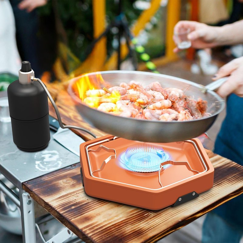 Cofiyard 1-Burner Propane Stove Portable Camping Stove with Carry Strap, Backpacking Camp Stove for Outdoor Cooking, Flick-Style Ignition, 8600 BTUs Gas Stove for Camping BBQ& More (Terracotta)