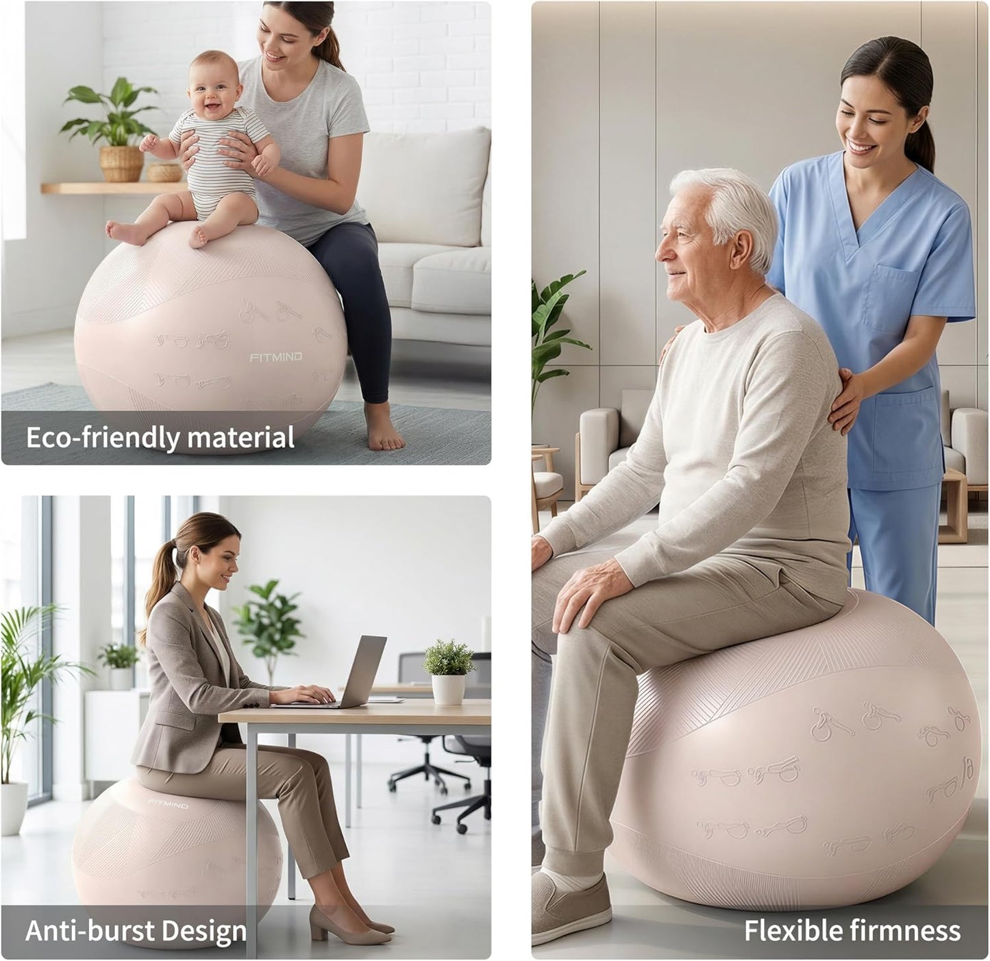 Extra Thick Yoga Ball - Anti-Burst, Slip Resistant Exercise Ball with Pump | 22in, 26in, 30in Sizes for Pilates & Physical Therapy