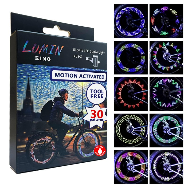 LuminKing Bicycle LED Spoke Light - 30 Colour Patterns, Automatic Pattern Switching, Easy Wheel Mount