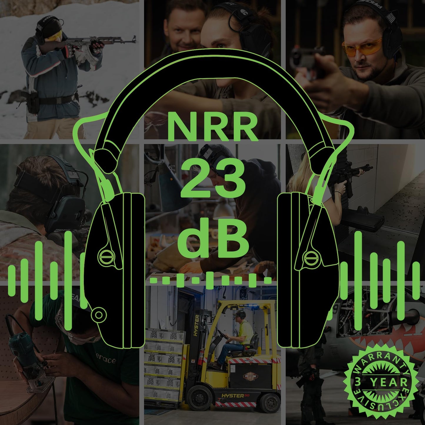 PROHEAR Electronic Ear Protection for Shooting with 4X Sound Amplification, Gun Range Hearing Protection Muffs, NRR 23dB Noise Reduction Headphones for Hunting, Camo