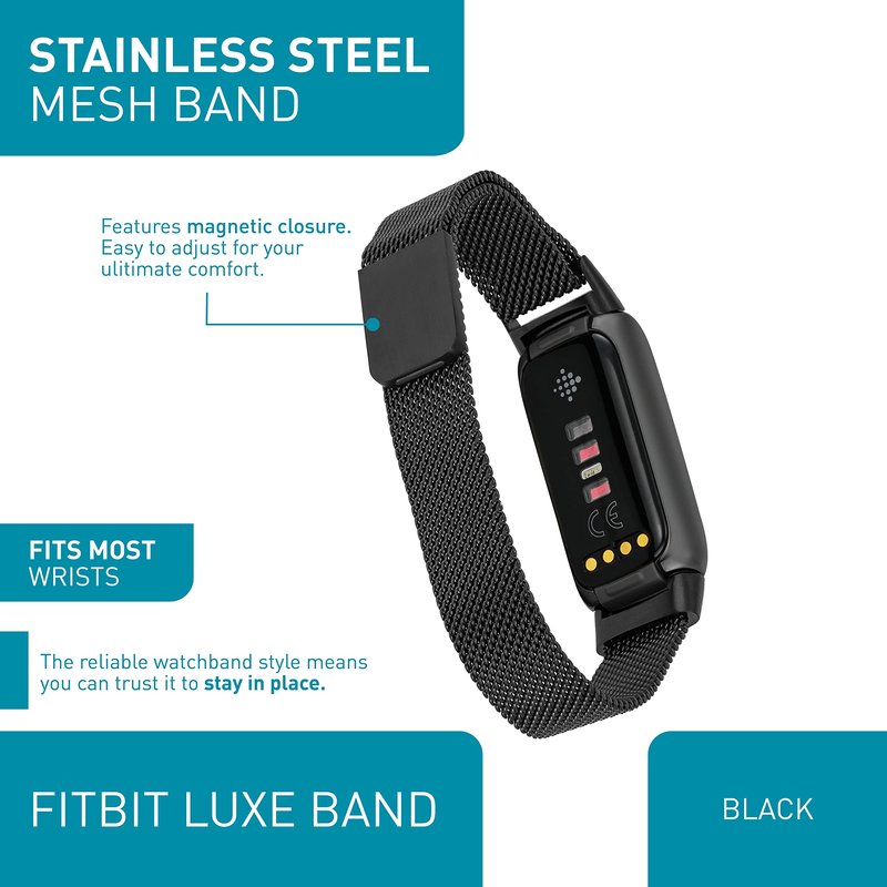 WITHit Designer Band Compatible with Fitbit Luxe (Link, Gold Stainless Steel)
