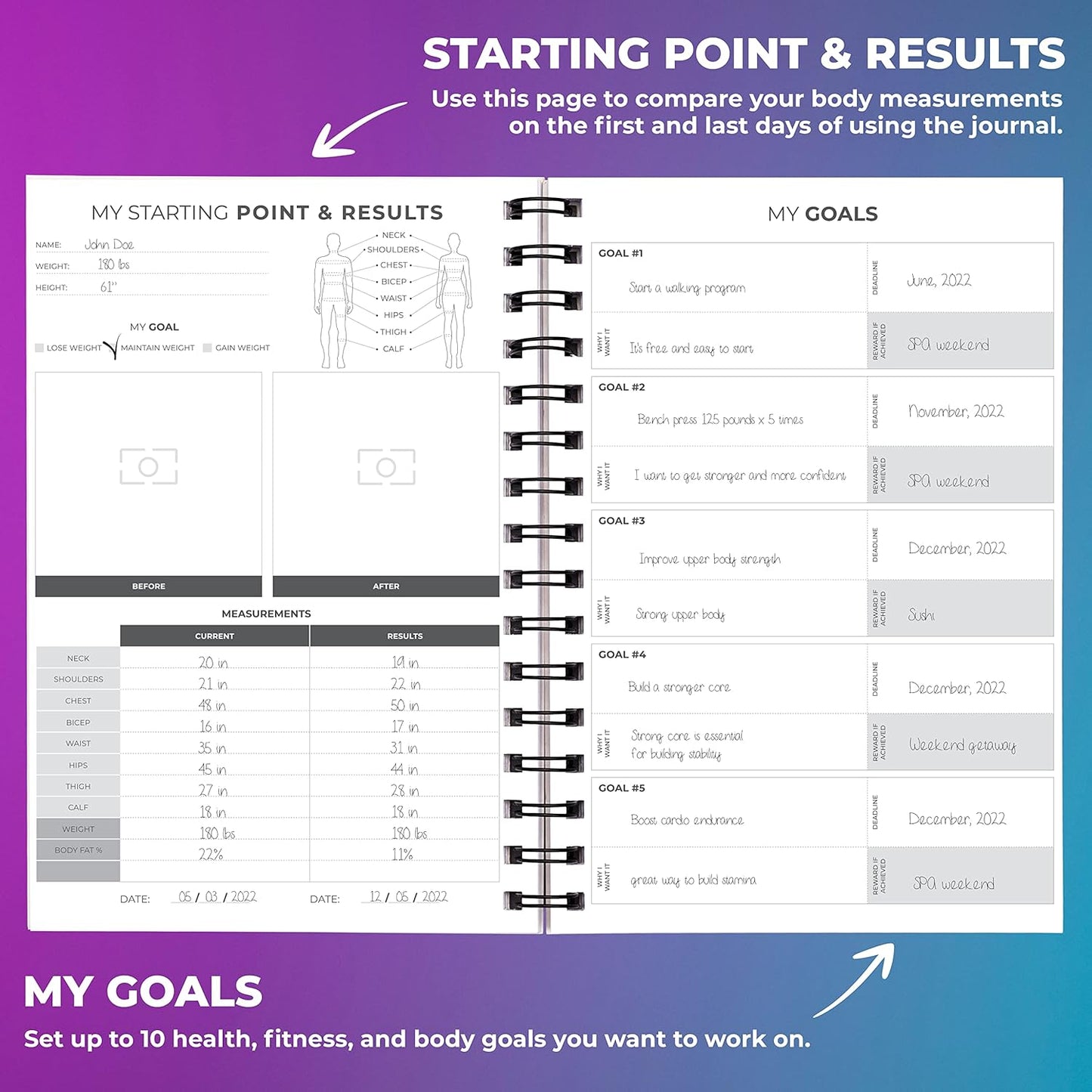 Clever Fox Fitness Journal - Daily Workout Log Book for Men & Women | A5 Size, Ocean Blue, Spiral-Bound