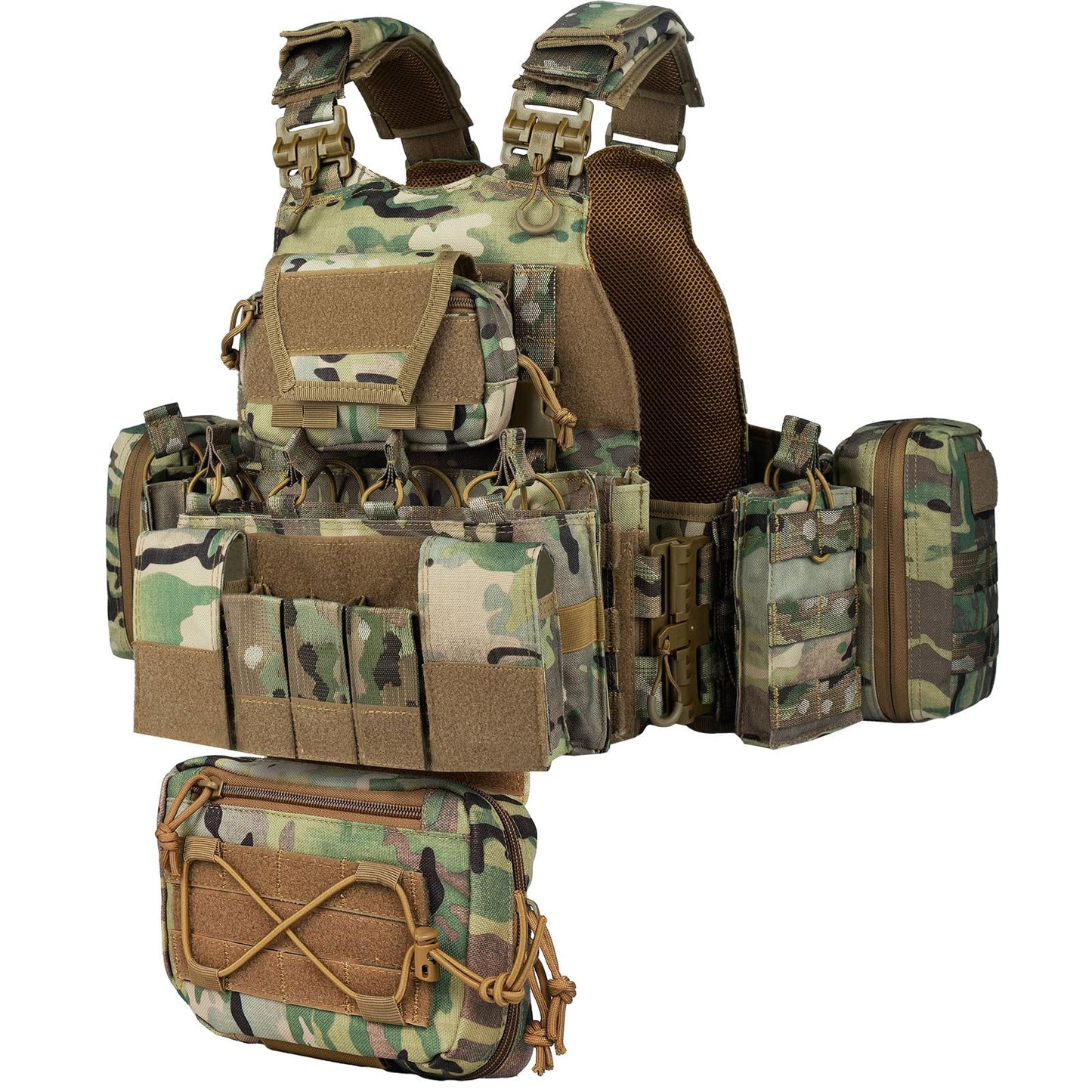 YAKEDA Outdoor Training Vest With PALS System MultiFunctional MOLLE Quick Release Vest- For Hiking, Camping Training (US, Alpha, One Size, Regular, Regular, CP2.0)