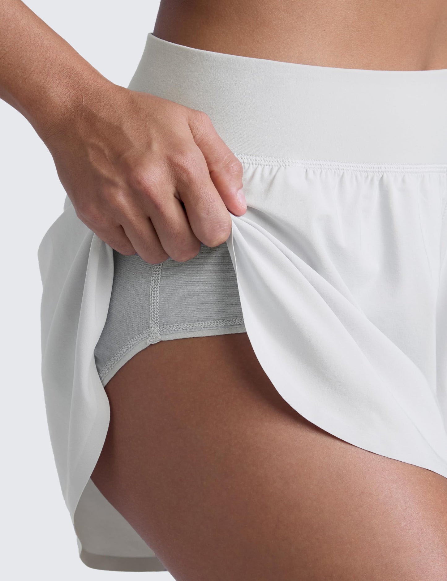 CRZ YOGA High Waisted Split Running Shorts for Women 3" - Comfy Mesh Liner for Workout Athletic GymTrack Quick Dry Platinum Grey Medium