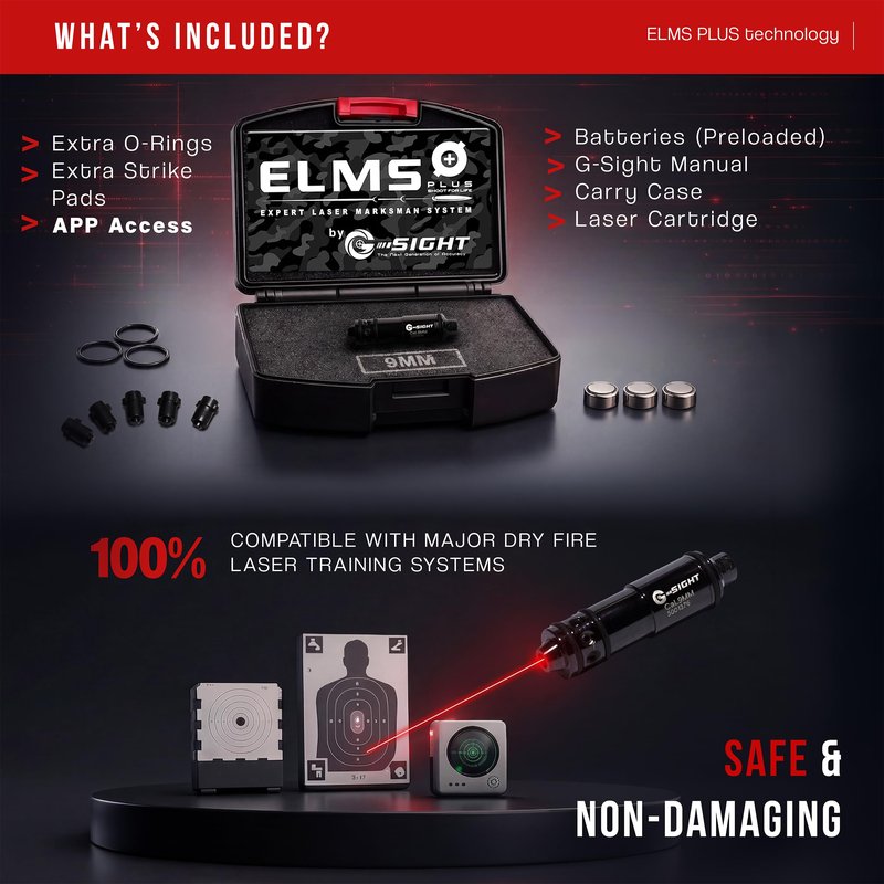 G-Sight ELMS Plus Cartridge 9mm | Dry Fire Laser Training System | Free iPhone/Android App