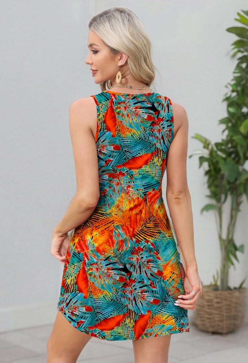 OFEEFAN Women's Summer Dresses - V Neck Sleeveless Sundresses with Pockets | Floral & Plain Options for Beach Vacations