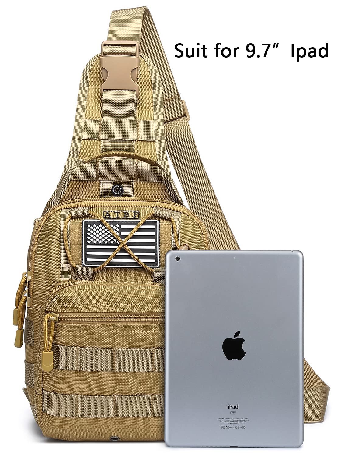 ATBP Small Tactical Holster Sling Backpack Accessories Shoulder Pouch Water Bottle & Radio Holder Crossbody Bag for Men