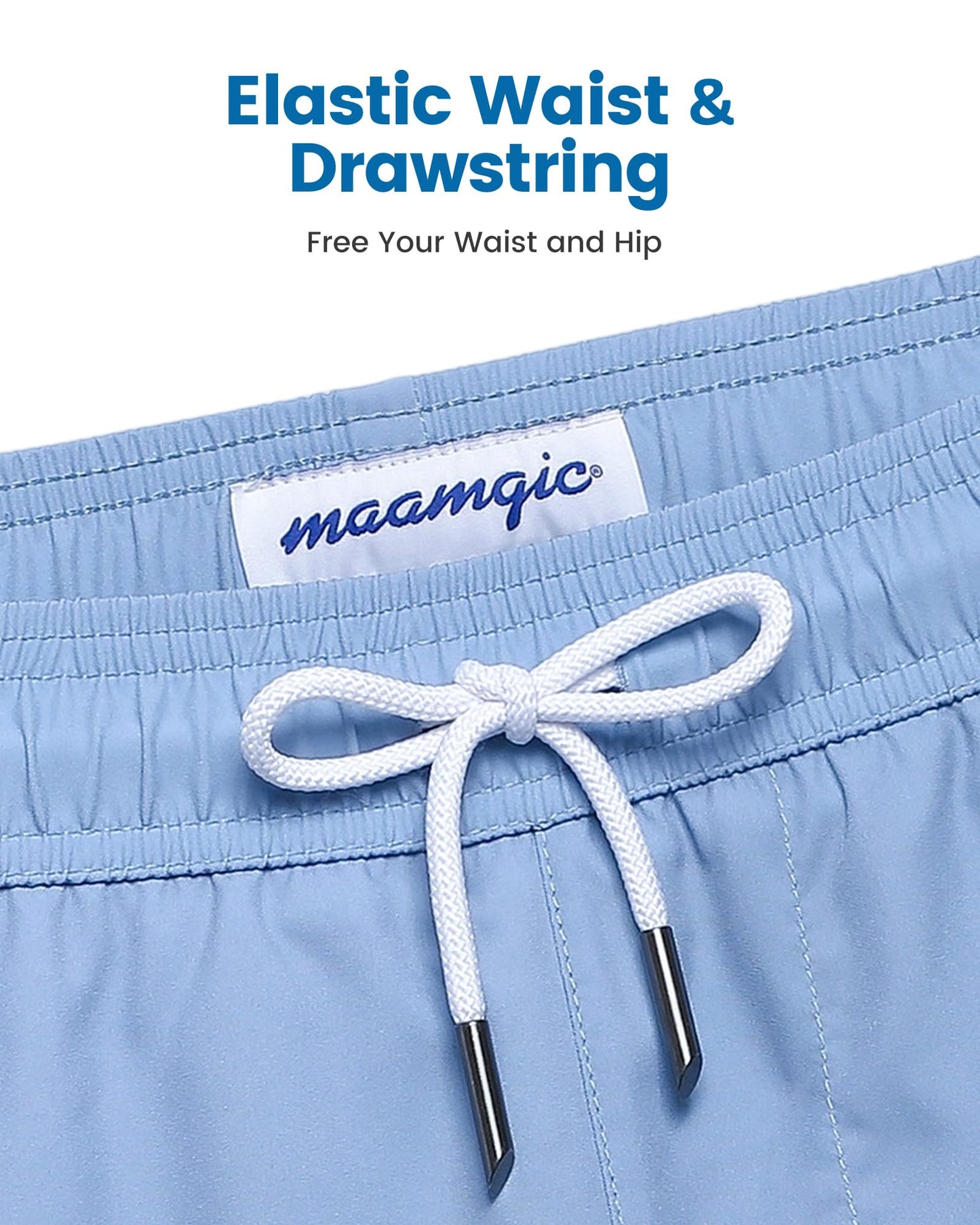 maamgic 2 in 1 Mens Swim Trunks 7 Inch Swim Shorts Swim Suits Board Shorts Graffiti Mist Blue L