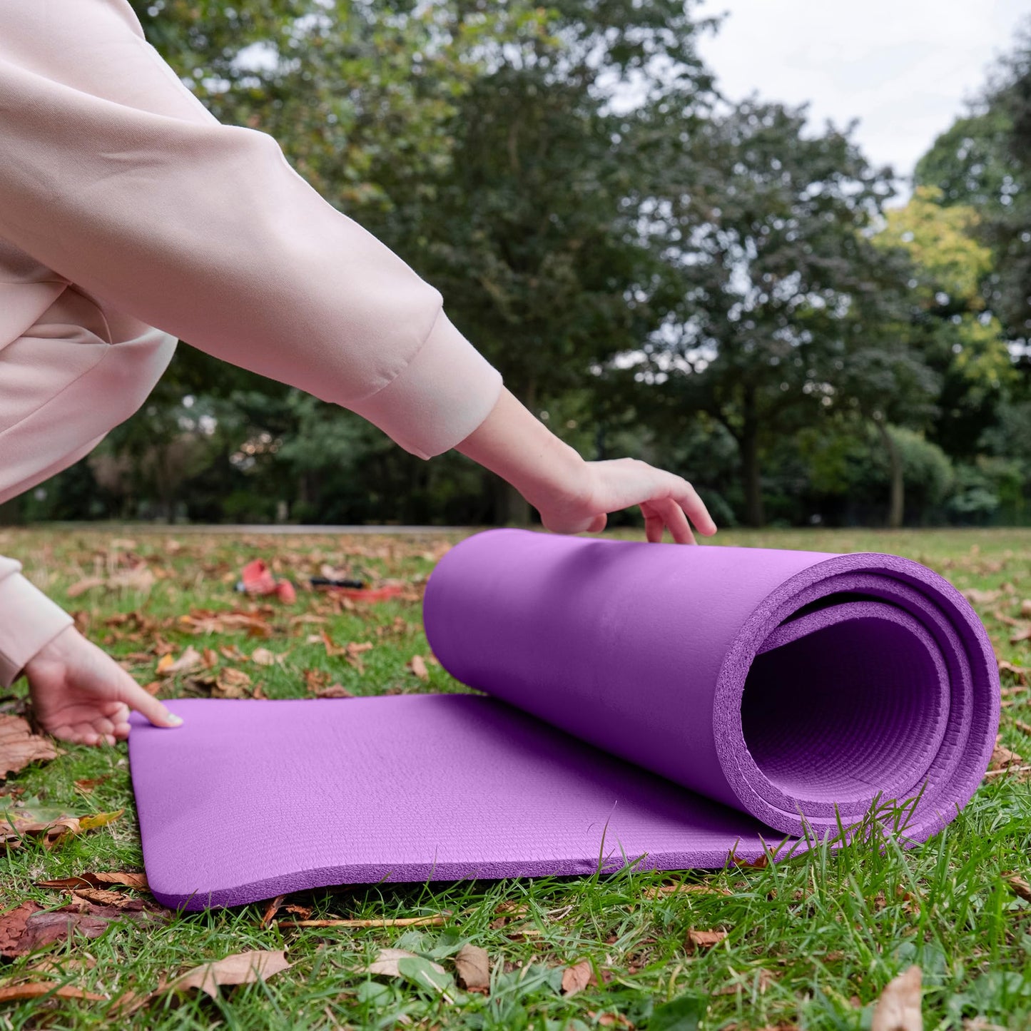 BalanceFrom All-Purpose 1-Inch Extra Thick High Density Anti-Tear Exercise Yoga Mat with Carrying Strap (Purple)