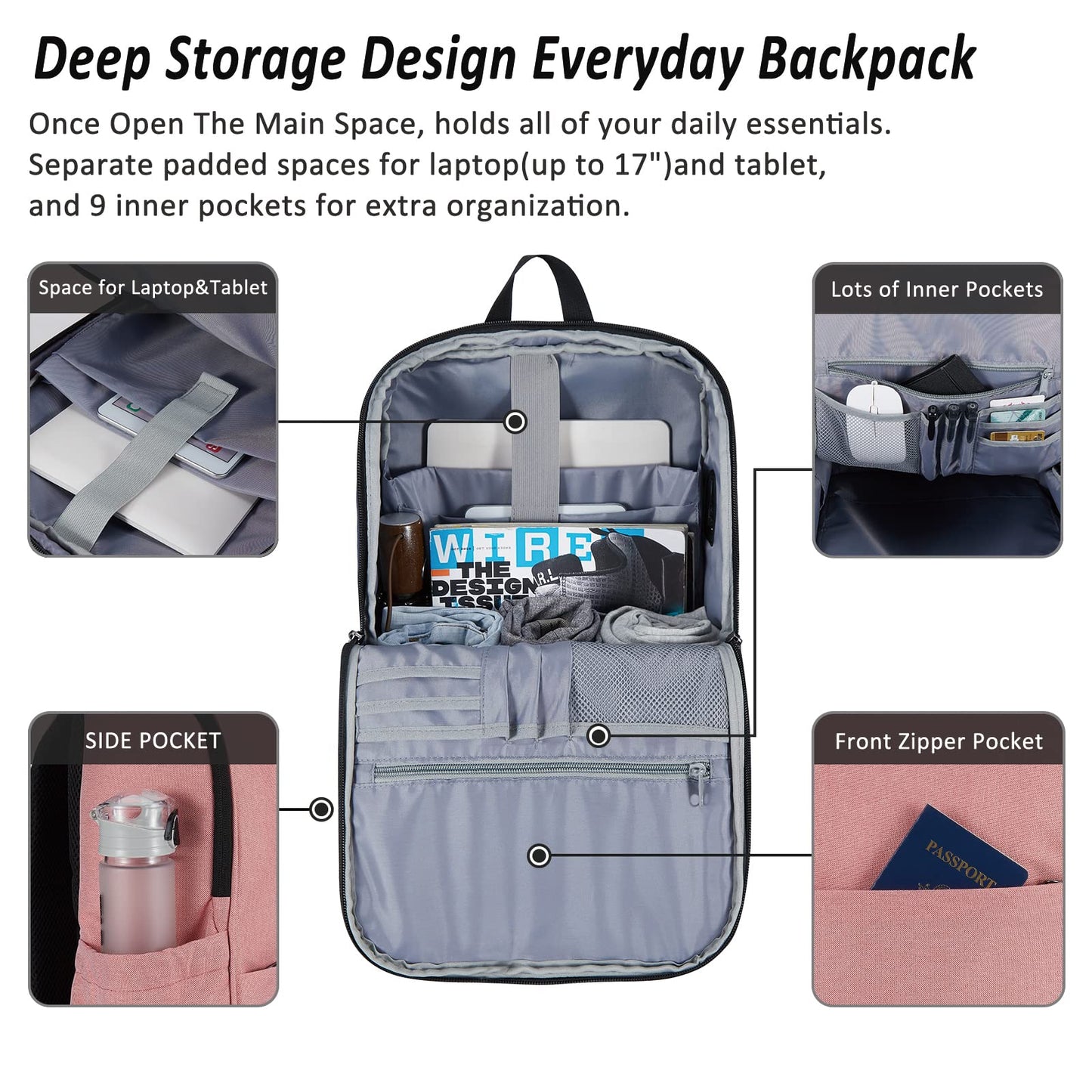 MAXTOP Laptop Backpack Bookbag Backpack Business Anti-theft Backpacks[Water Resistant] Work College Business Travel Computer Backpack for Men Women Fits up to 17" Notebook