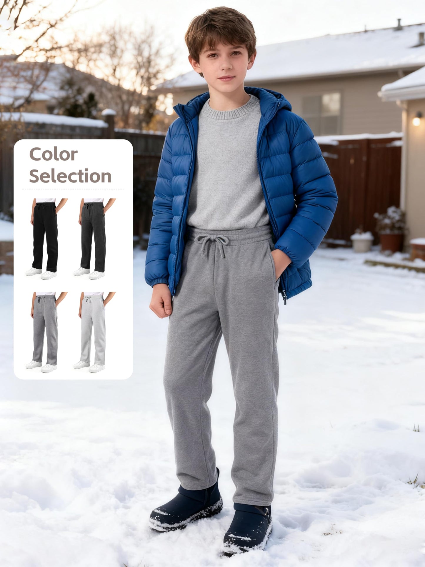 Aocku 4 Pack Boys Sweatpants Fleece Cotton Boys Joggers Athletic Open Bottom Sweat Pants with Pocket and Drawstring Set B M
