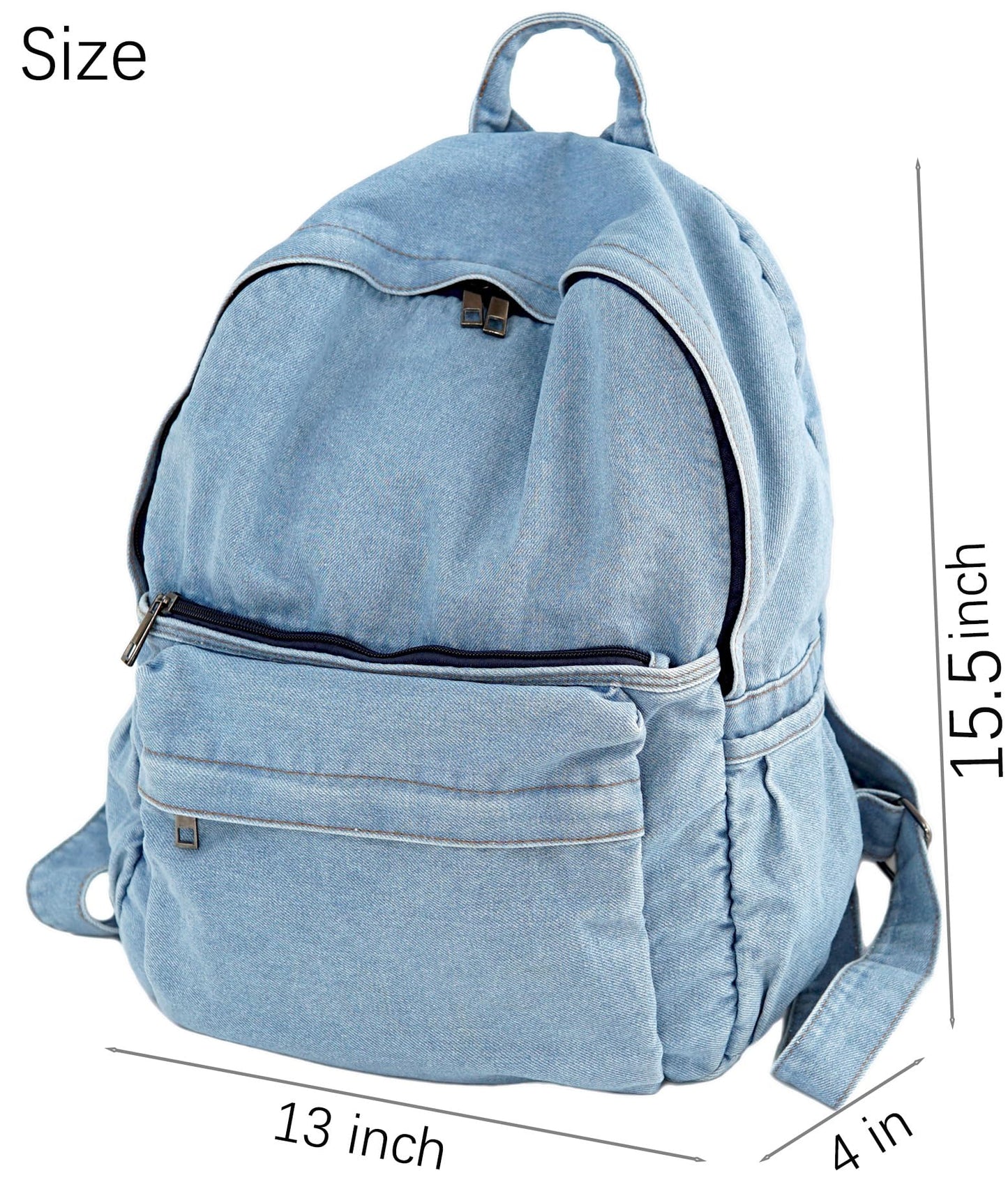 YunZh Denim Backpack Casual Style Lightweight Jeans Backpacks Classic Retro Travel Daypack