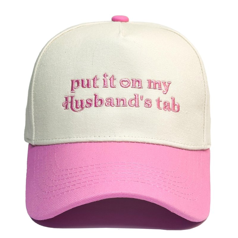 Valentine's Day Gifts for Wife Funny Hat for Women, Put It On My Husband's Tab Embroidered Baseball Cap, Cute Wife Gift in Blush Color,