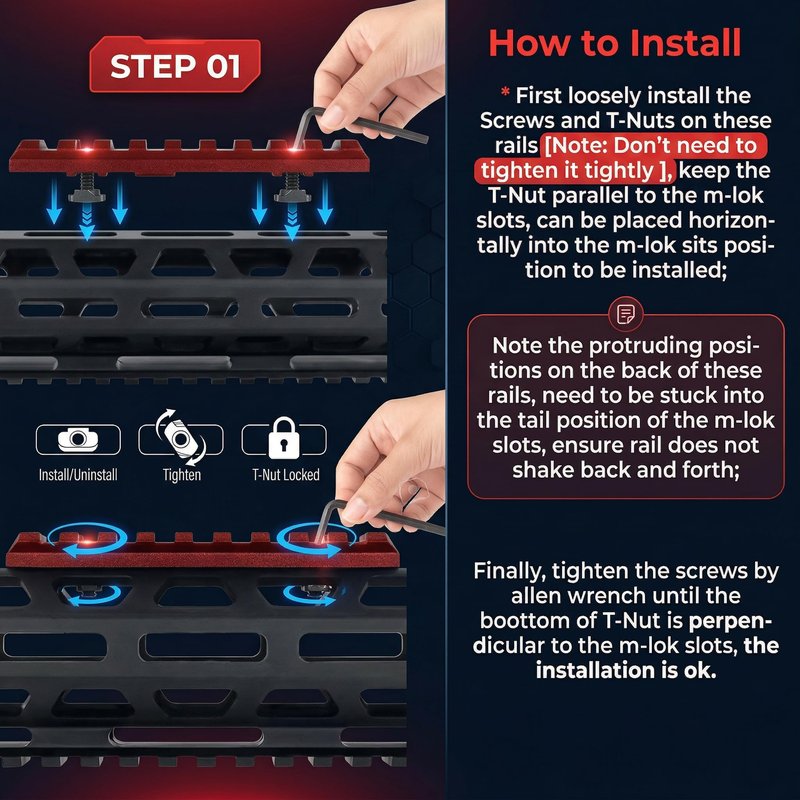 Gotical Combo 5-Slot 7-Slot Rail Picatinny Rail Section Adapter Super Value Pack with Set of Screws Picatinny Rail Combo Accessory
