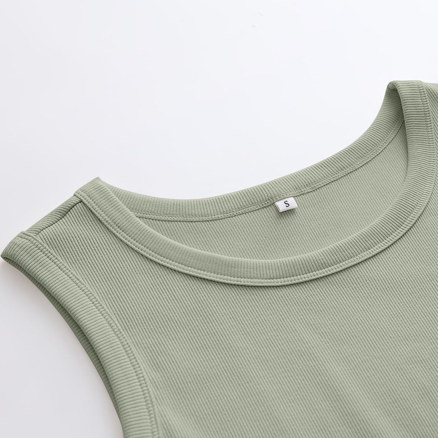 ANRABESS Womens Sleeveless High Neck Tank Tops Fashion Summer Casual Basic Slim Fit Ribbed Racerback Top Shirt Clothes Sage Green Large