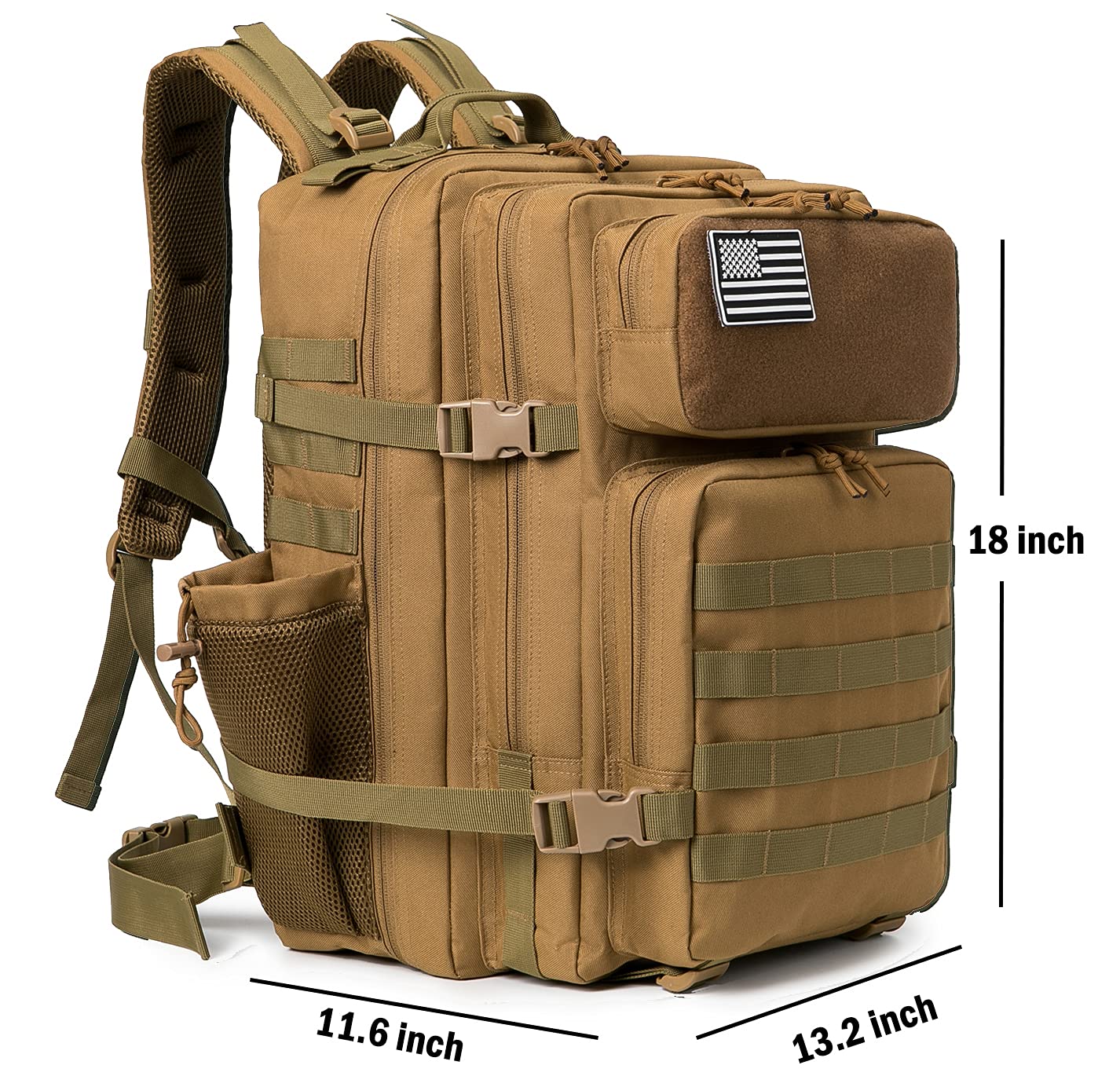 QT&QY Military Tactical Backpacks For Men Molle Daypack 45L Large 3 Day Bug Out Bag Hiking Rucksack With Bottle Holder