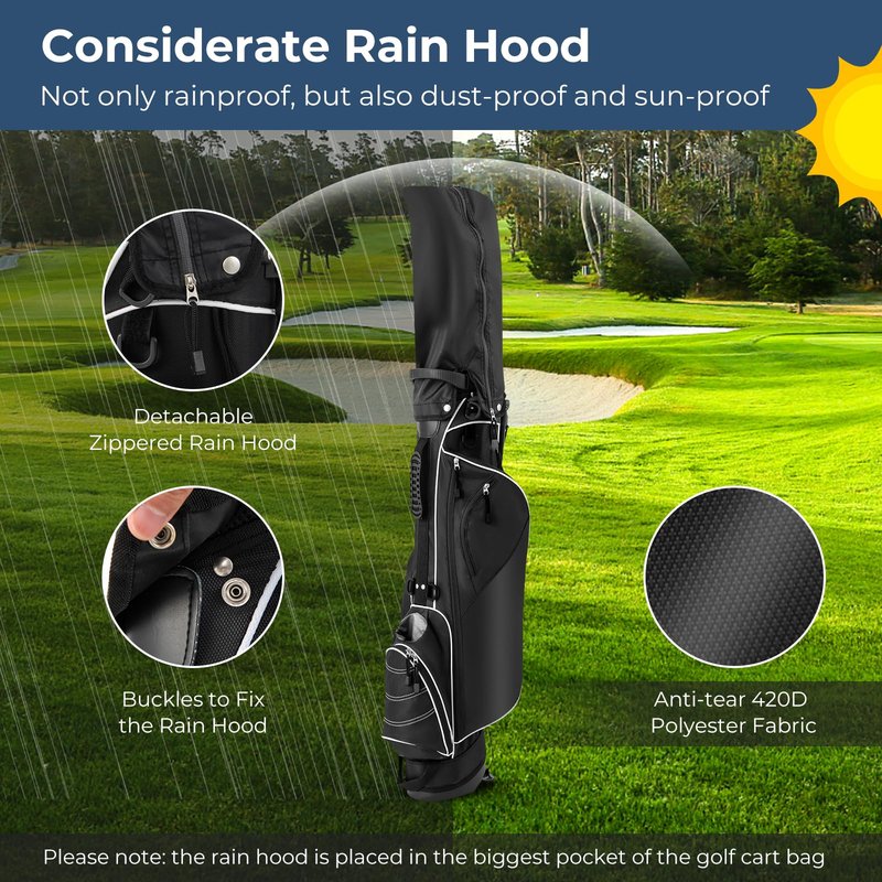 OFFICEJOY Golf Stand Bag, Portable Golf Clubs Bag w/4 Way Dividers, 4 Pockets, Adjustable Shoulder Straps, Pencil Golf Bag w/ 2 Non-Slip Stand, Lightweight Golf Bag for Men Women (Black)