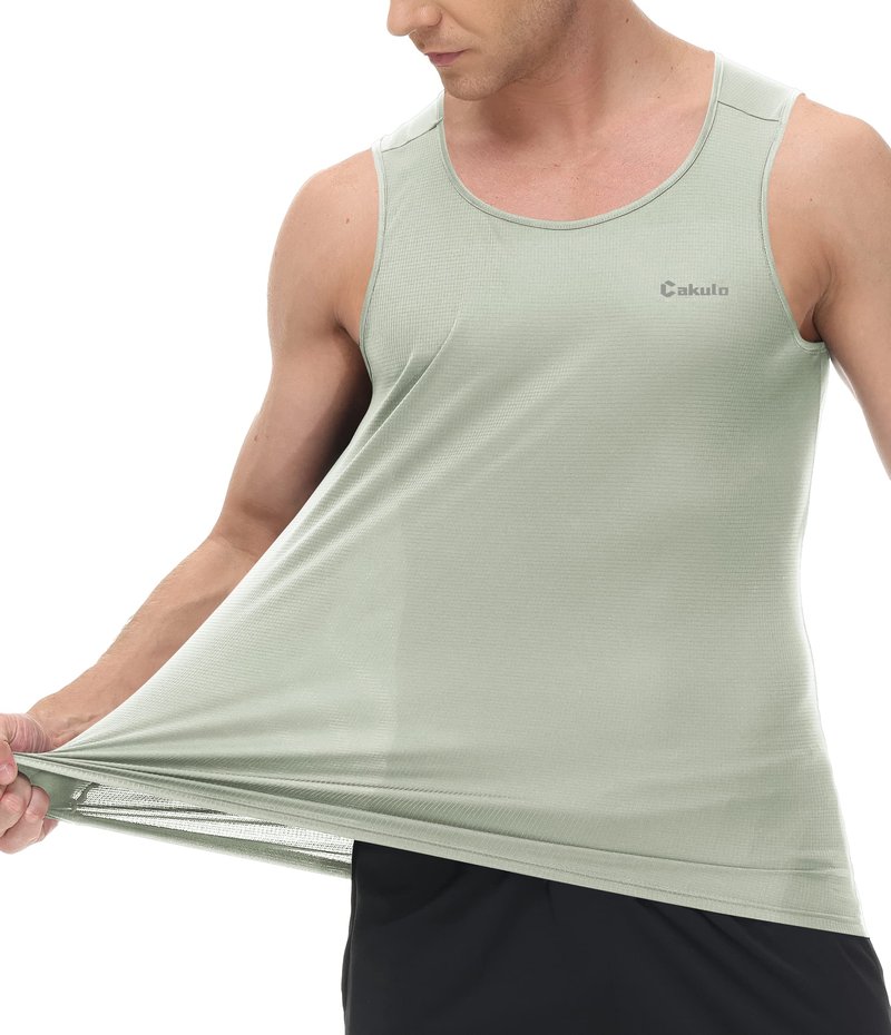 Cakulo Mens Tank Tops Big and Tall Swim Shirts Running Quick Dry Workout Sleeveless Summer Pack Grey/Neon Orange/Green 2XL
