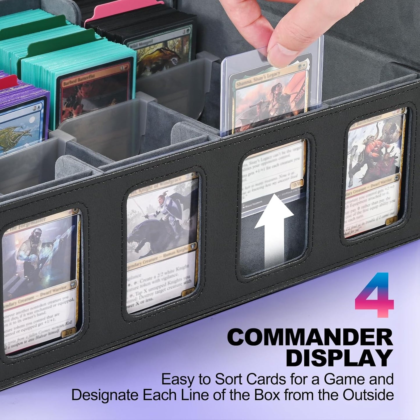 Trading Card Storage Box - 2400+ Deck Case for MTG | Removable Cover, 24 Dividers, Red & White