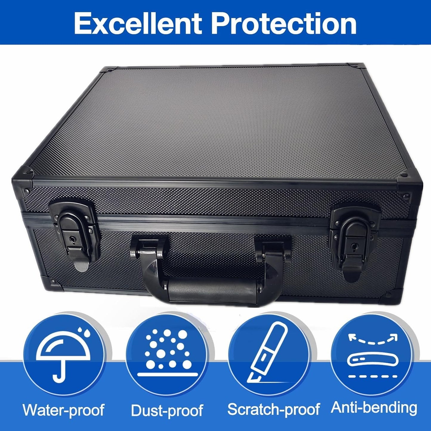 Toploaders Storage Box Hold 600+ 35PT 3"x4" Standard Toploaders, Hard Aluminum Alloy Top Loader Storage Case, Trading Card Storage Box Hold 2000+ Cards for Sports Cards (Black, Large)