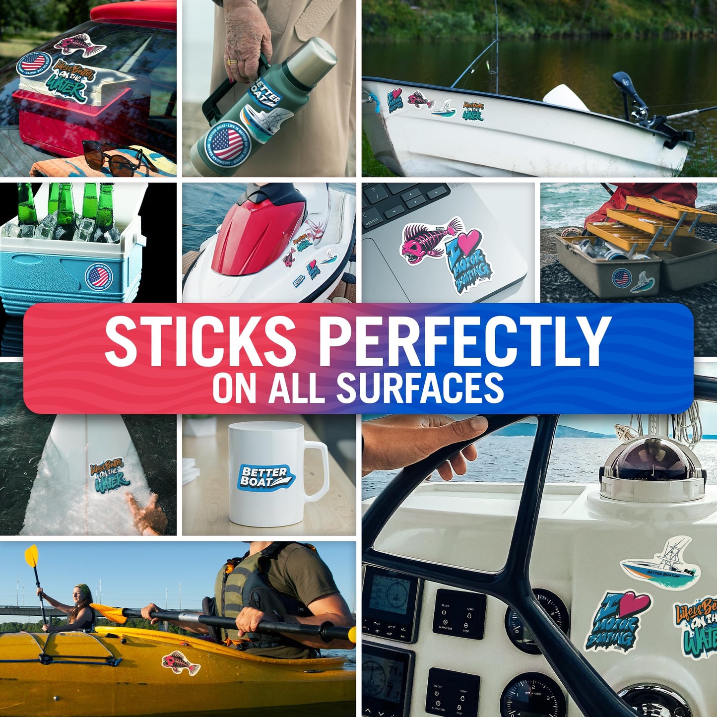 Boating and Fish Stickers for Adults Better Boat Stickers and Decals for Men or Women Funny Fishing or Boater Waterproof Vinyl Decal Sticker Packs